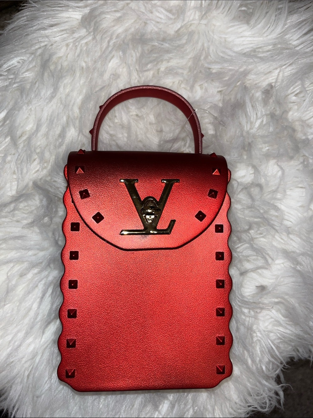 Red Studded Top-Handle Women's Bag
